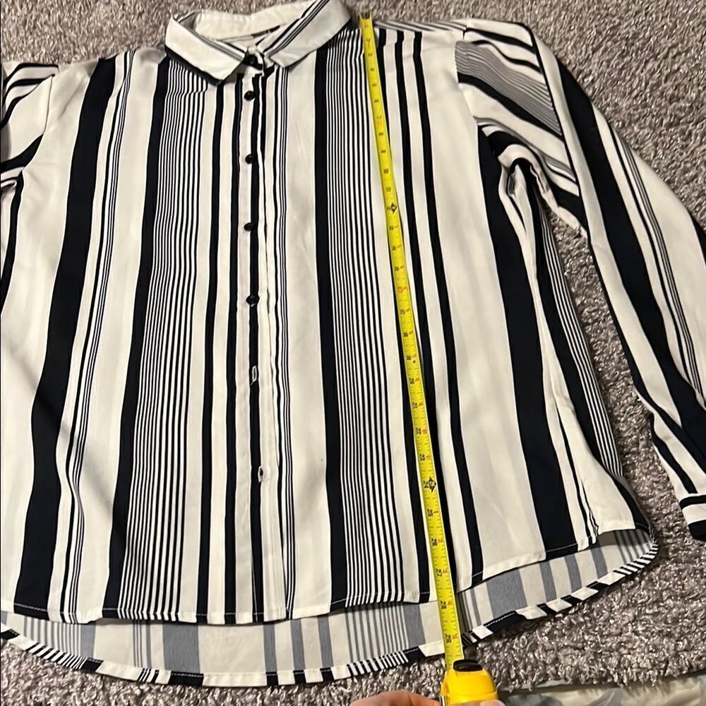 Match Striped Button-Up Blouse - Picture 3 of 5